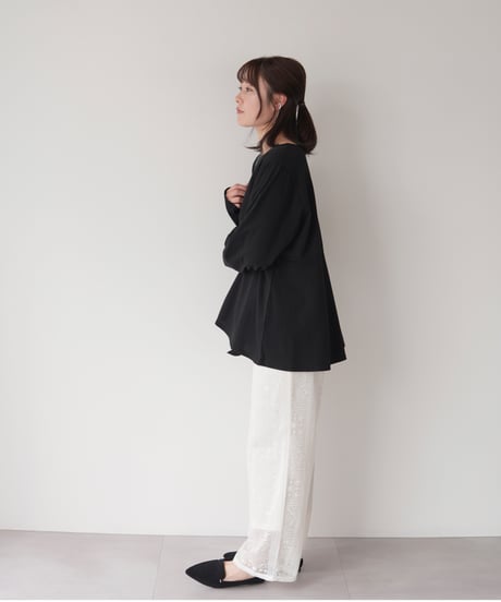 Asymmetric Long T-shirt | ブラック
