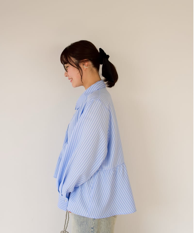 Asymmetric shirt | ブルー | MI AND MOU