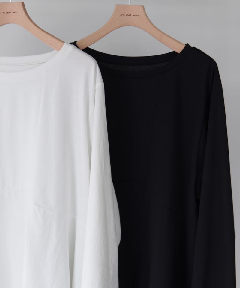 受注】Asymmetric Long T-shirt | ブラック | MI AND MOU