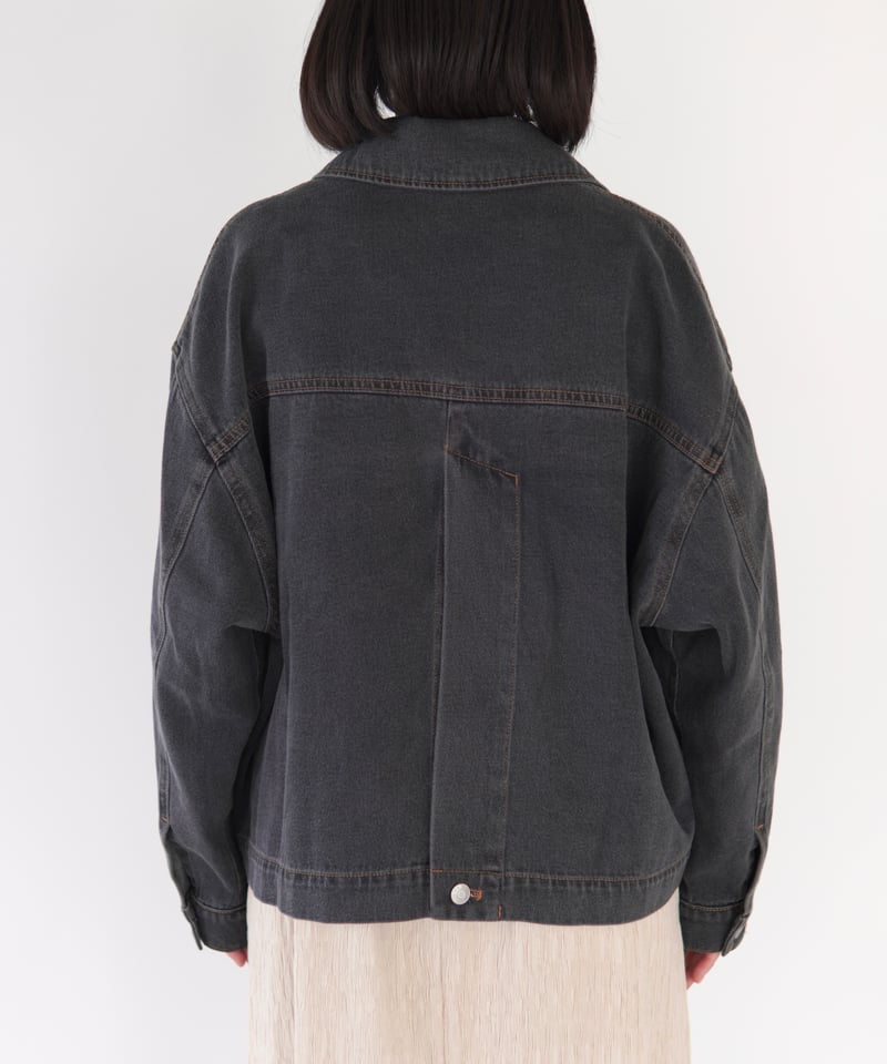 mi and mou デニムテイラードジャケット tailored denim jacket｜ブラック | MI AND MOU