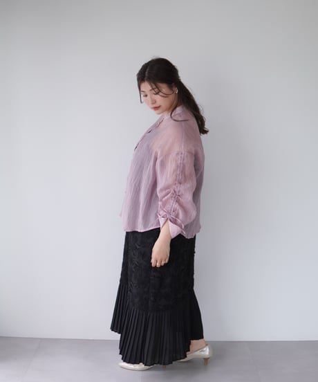 sheer ribbon blouse｜ピンク