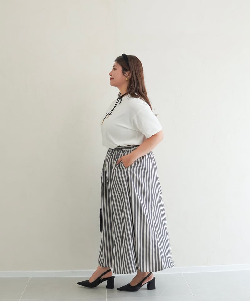 stripe skirt｜ブラック | MI AND MOU