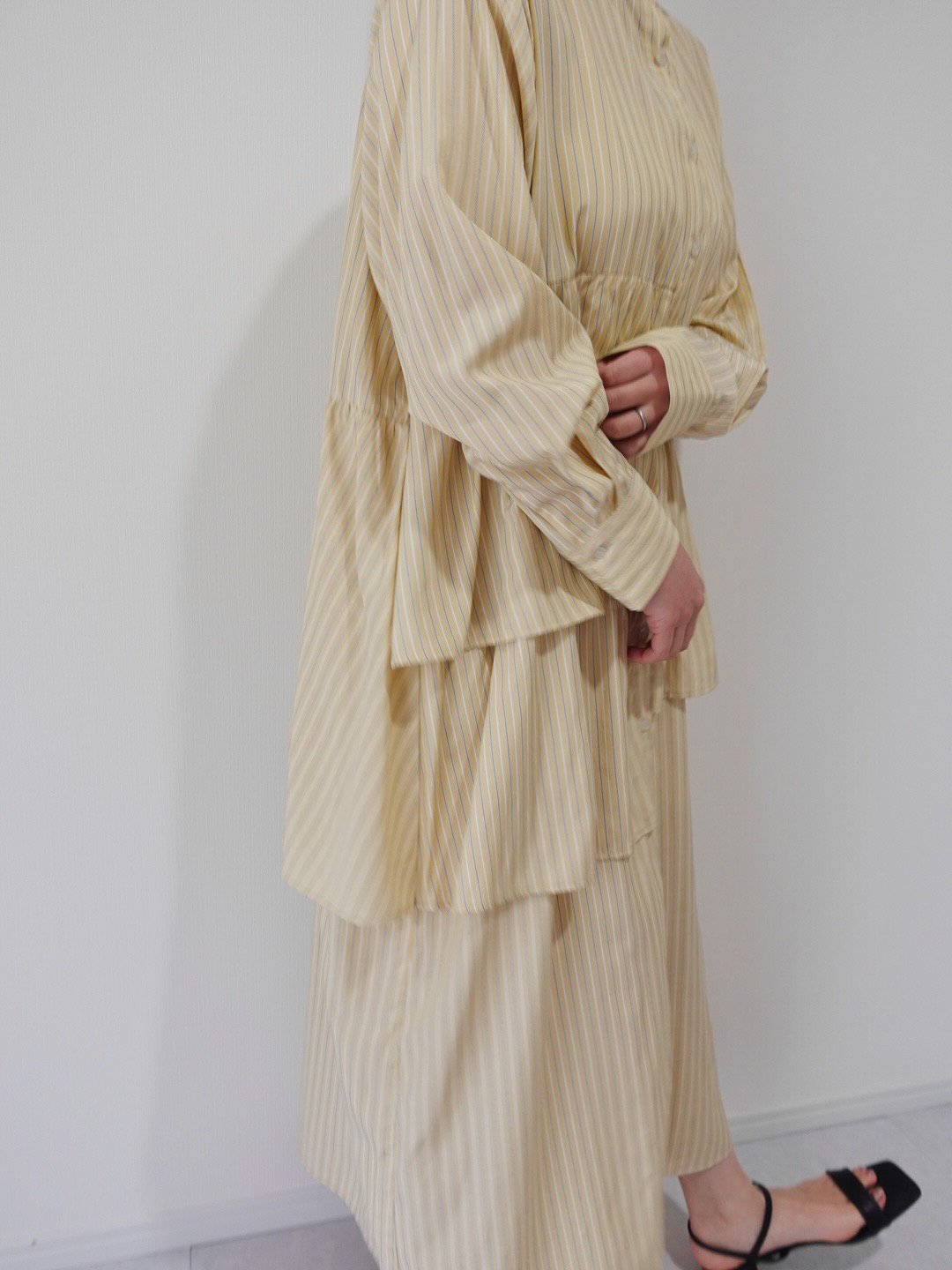 完売品　miandmou ミアモ　ミーアンドモウ　シャツワンピース　イエロー asymmetry shirt one-piece | イエロー | MI AND MOU