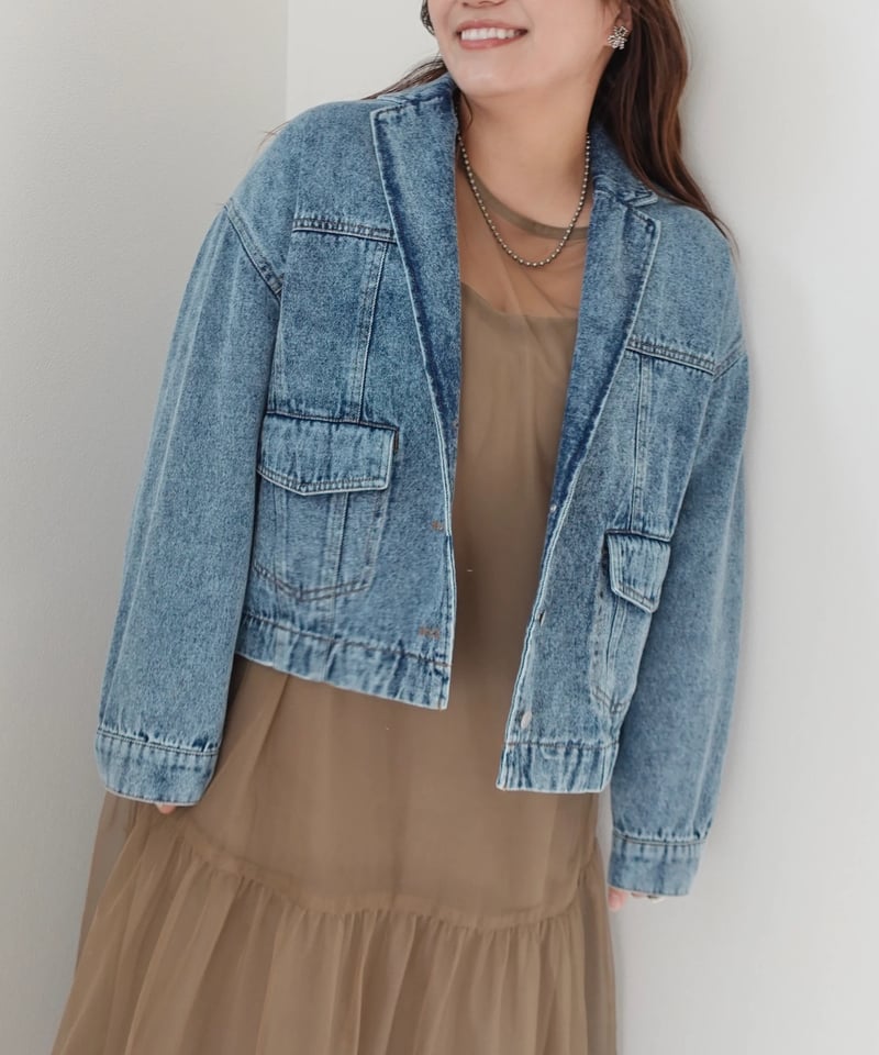 tailored denim jacket｜ライトブルー | MI AND MOU