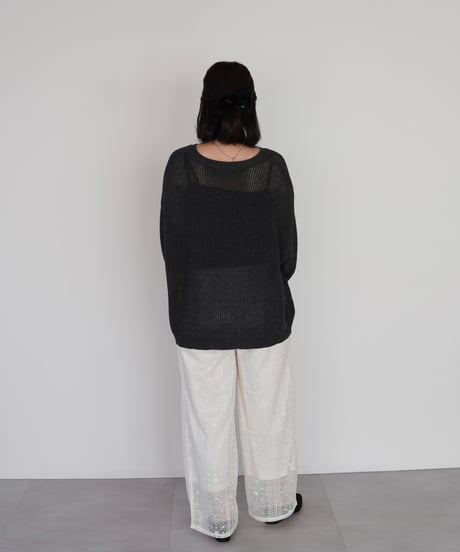 mesh knit pullover | チャコール