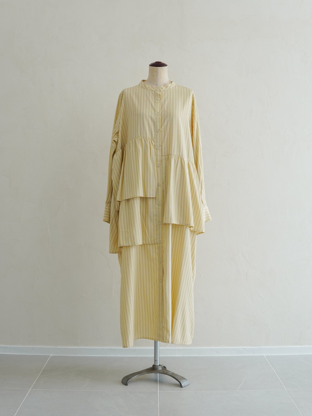 mi and mou シャツワンピース　イエロー　ミーアンドモウ asymmetry shirt one-piece | イエロー | MI AND MOU