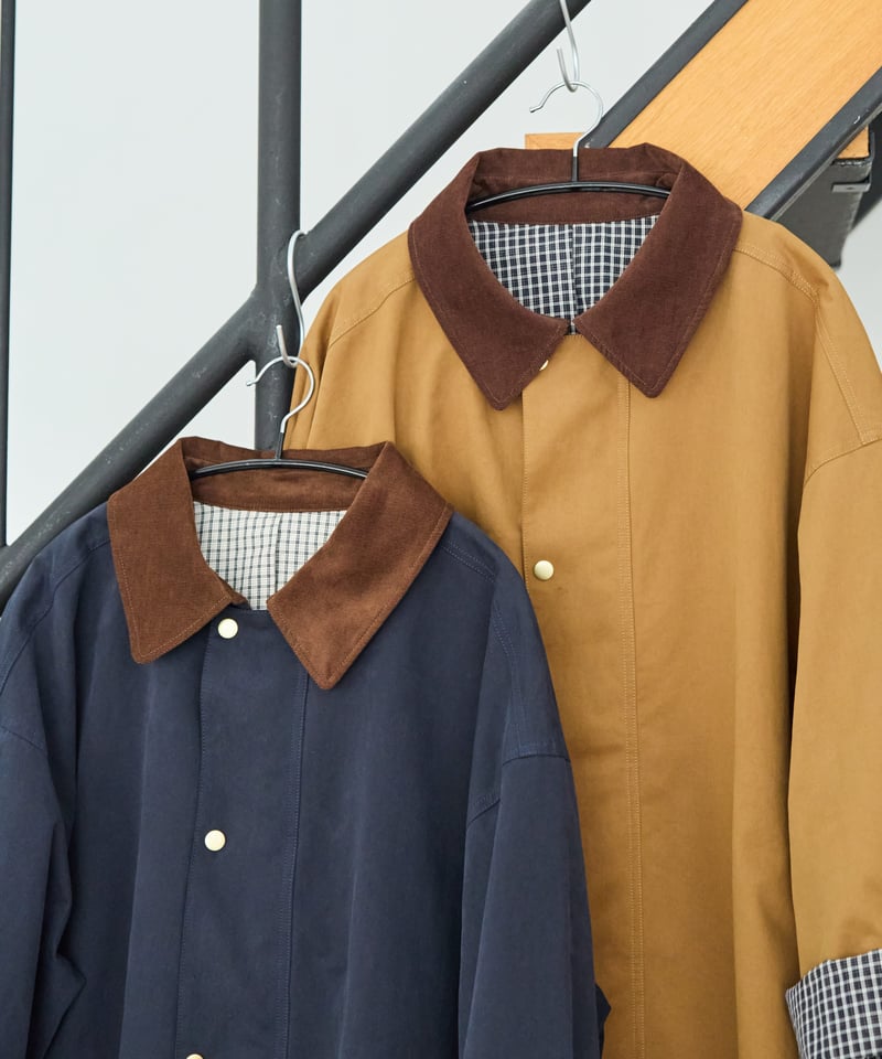 Laveange】ステンカラーコート | ネイビー | MI AND MOU