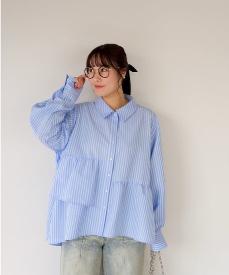 Asymmetric shirt | ブルー
