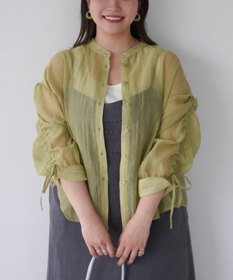 sheer ribbon blouse｜オリーブ