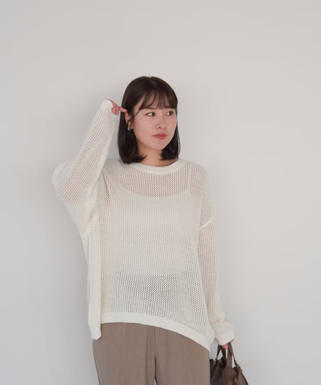 mesh knit pullover | オフホワイト