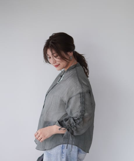 sheer ribbon blouse｜スモーク