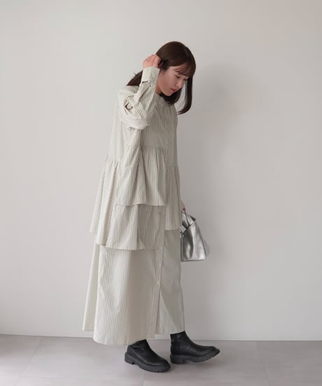 asymmetry shirt one-piece | グリーン