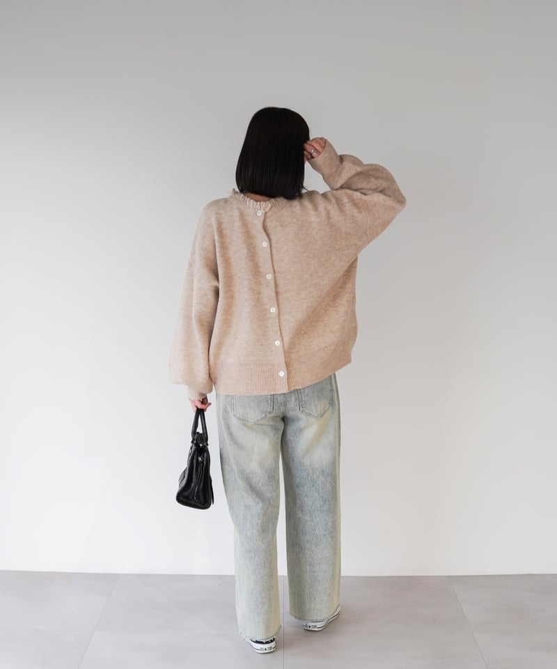 2way fringe cardigan｜ベージュ | MI AND MOU