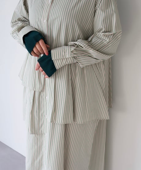 asymmetry shirt one-piece | グリーン
