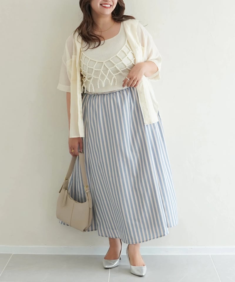 stripe skirt｜ブルー | MI AND MOU