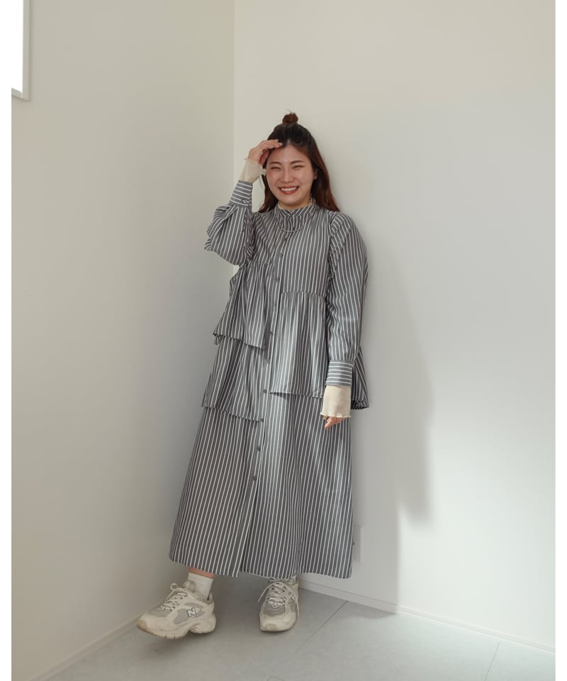 asymmetry shirt one-piece｜ブラック | MI AND MOU