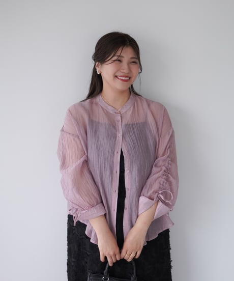 sheer ribbon blouse｜ピンク