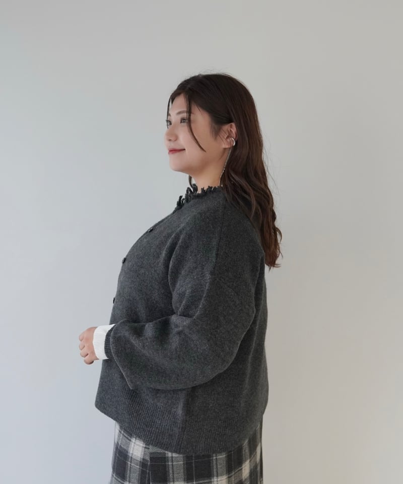 2way fringe cardigan｜ブラック | MI AND MOU