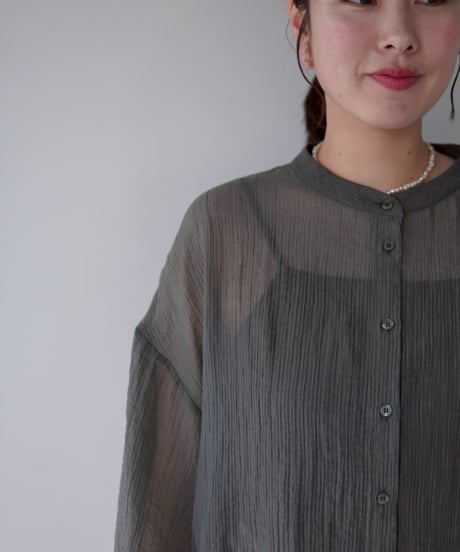 sheer ribbon blouse｜スモーク
