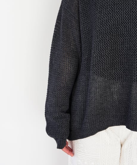 mesh knit pullover | チャコール