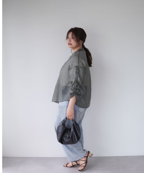 sheer ribbon blouse｜スモーク