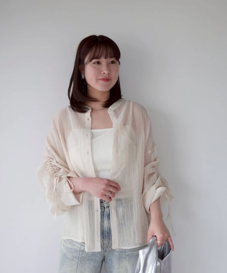 sheer ribbon blouse｜アイボリー