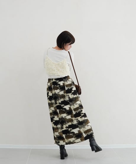 paint tight skirt｜カーキ