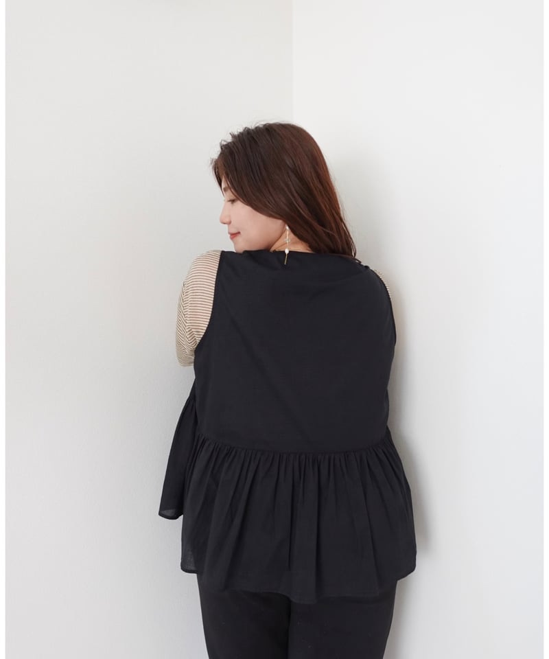 miandmou】cotton vest blouse 【4L】ミーアンドモウ