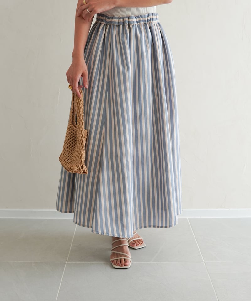 stripe skirt｜ブルー | MI AND MOU