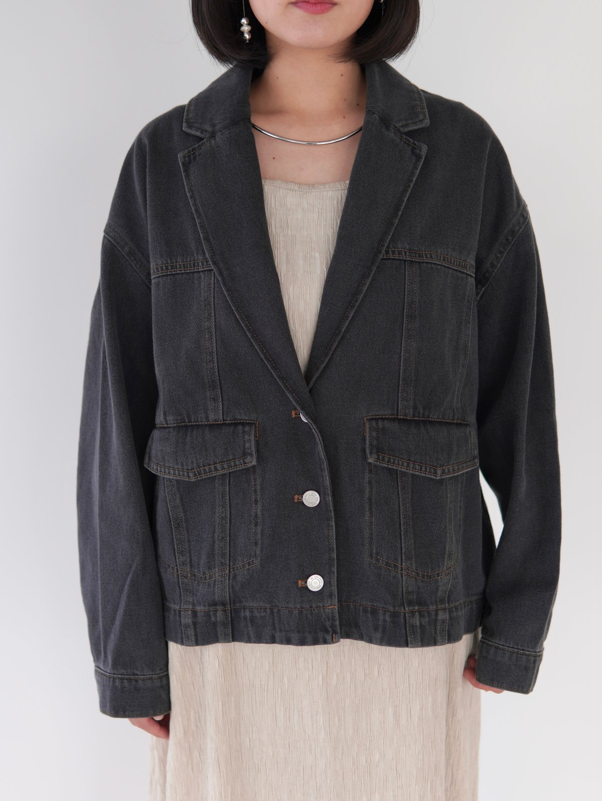 mi and mou tailored denim jacket ジャケット tailored denim jacket｜ブラック | MI AND MOU