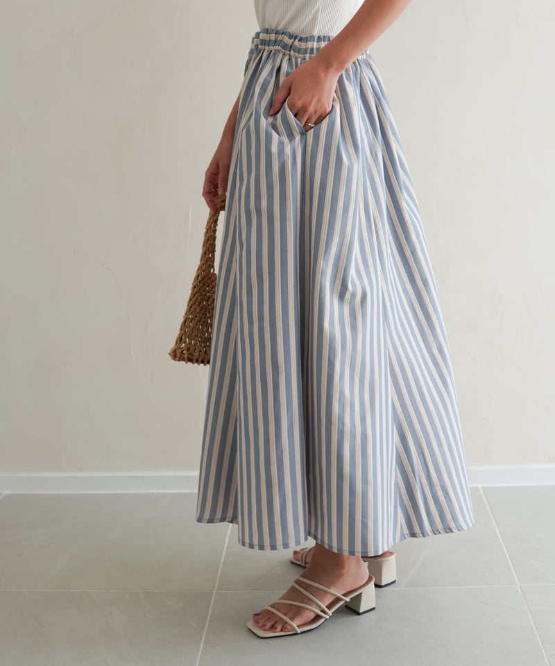 MABLI Enfys Skirt Stripe ストライプ スカート stripe skirt｜ブルー | MI AND MOU