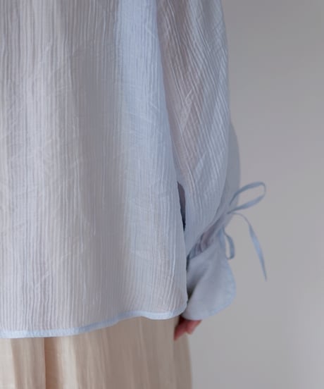 sheer ribbon blouse｜ブルー