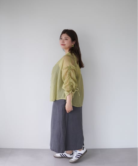 sheer ribbon blouse｜オリーブ