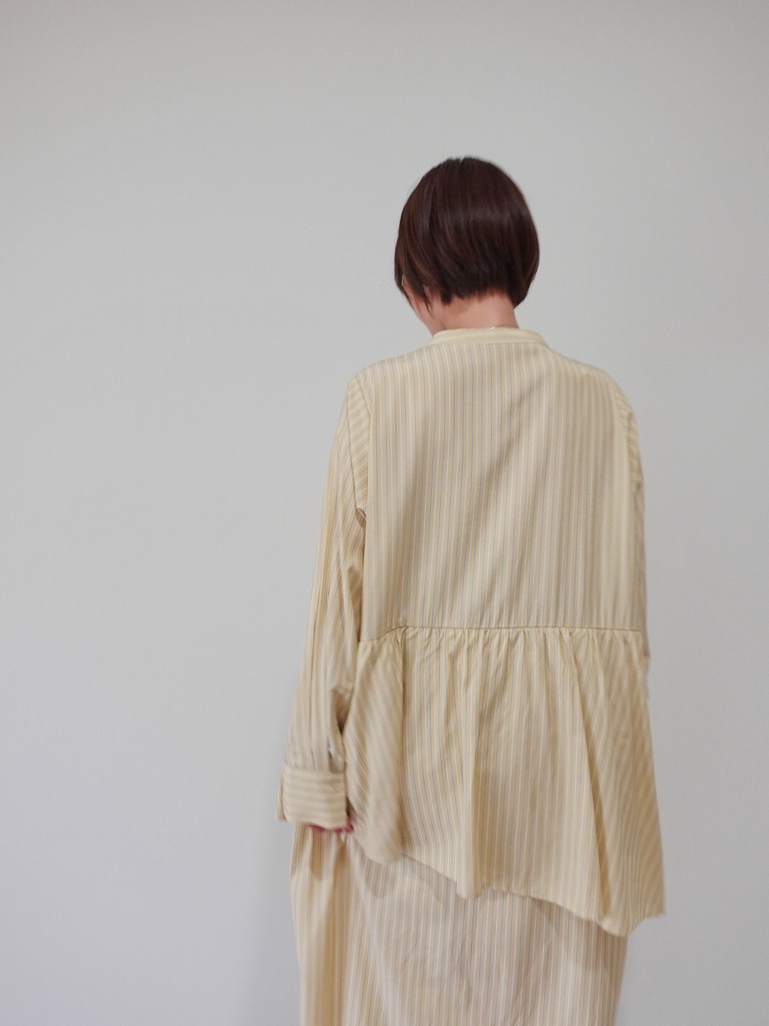 mi and mou シャツワンピース　イエロー　ミーアンドモウ asymmetry shirt one-piece | イエロー | MI AND MOU