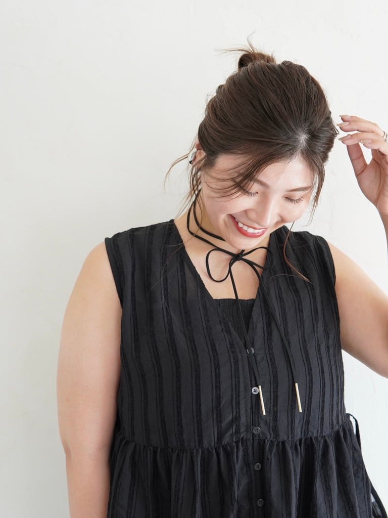 ribbon vest｜ブラックストライプ | MI AND MOU