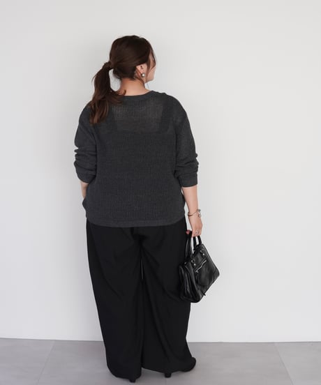 mesh knit pullover | チャコール