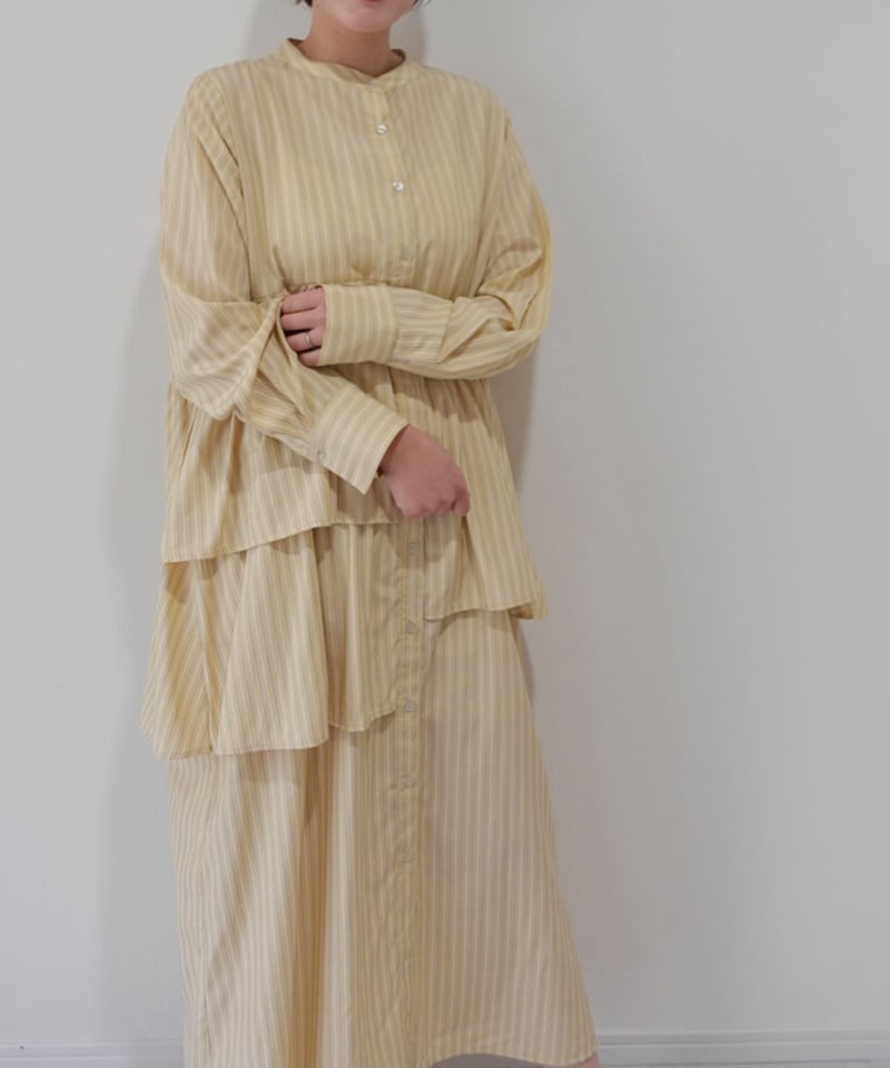 完売品　miandmou ミアモ　ミーアンドモウ　シャツワンピース　イエロー asymmetry shirt one-piece / イエロー | MI AND MOU