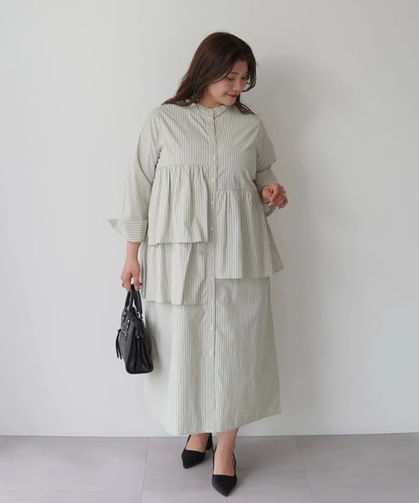 asymmetry shirt one-piece | グリーン
