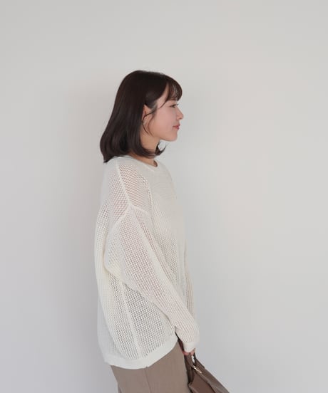 mesh knit pullover | オフホワイト