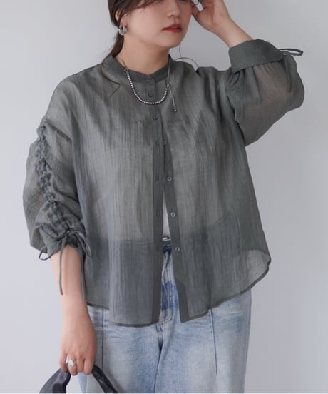 sheer ribbon blouse｜スモーク