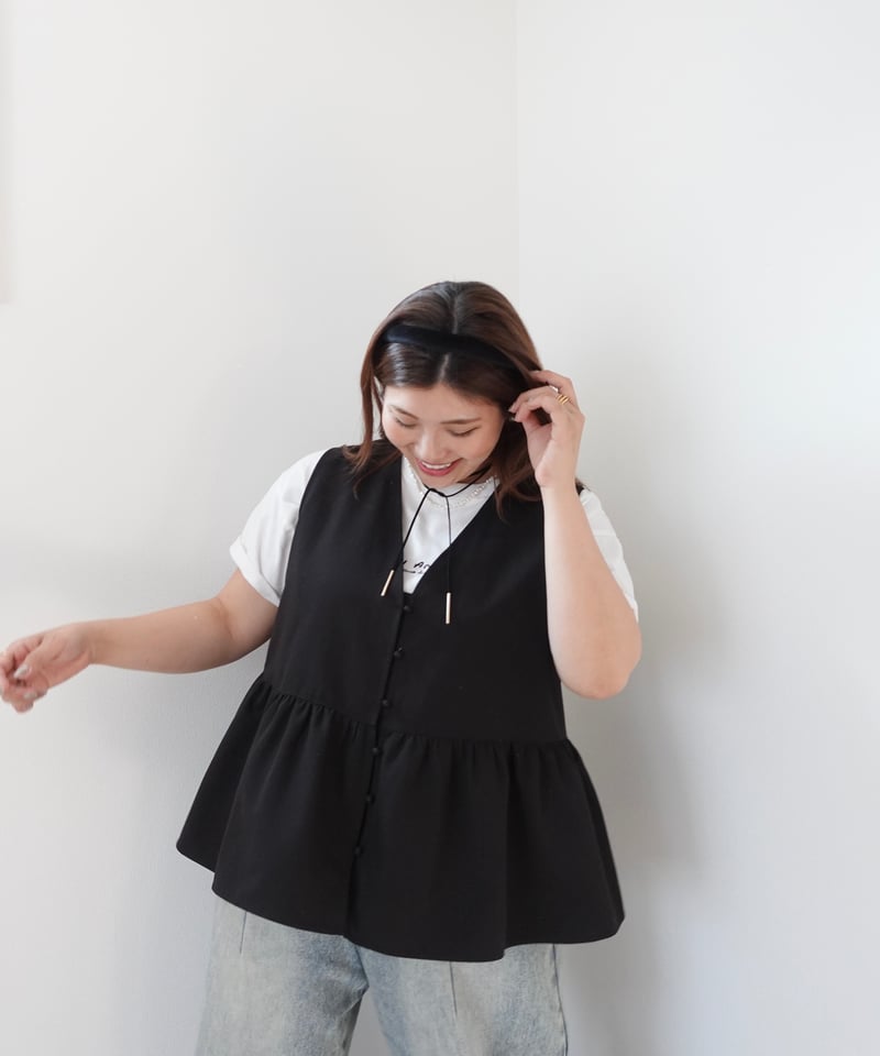 vest blouse|ブラック | MI AND MOU vest blouse|ブラック | MI AND MOU