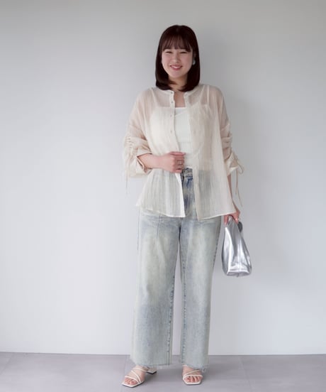 sheer ribbon blouse｜アイボリー