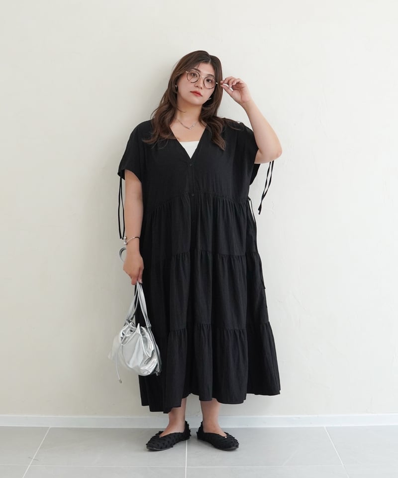 最終値下　エムプルミエブラック　ティアードワンピース　新品未使用 キャンブリックティアードワンピース(マキシ・ロングワンピース