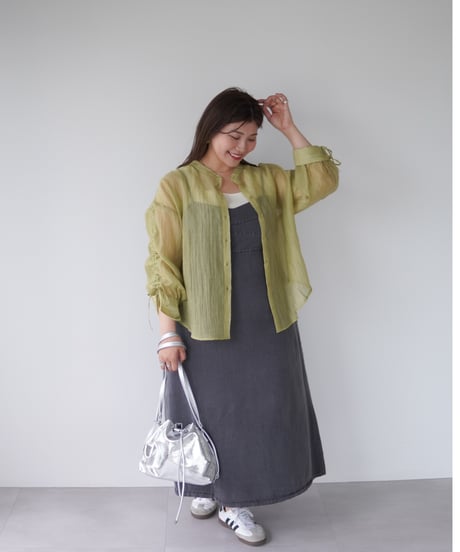 sheer ribbon blouse｜オリーブ