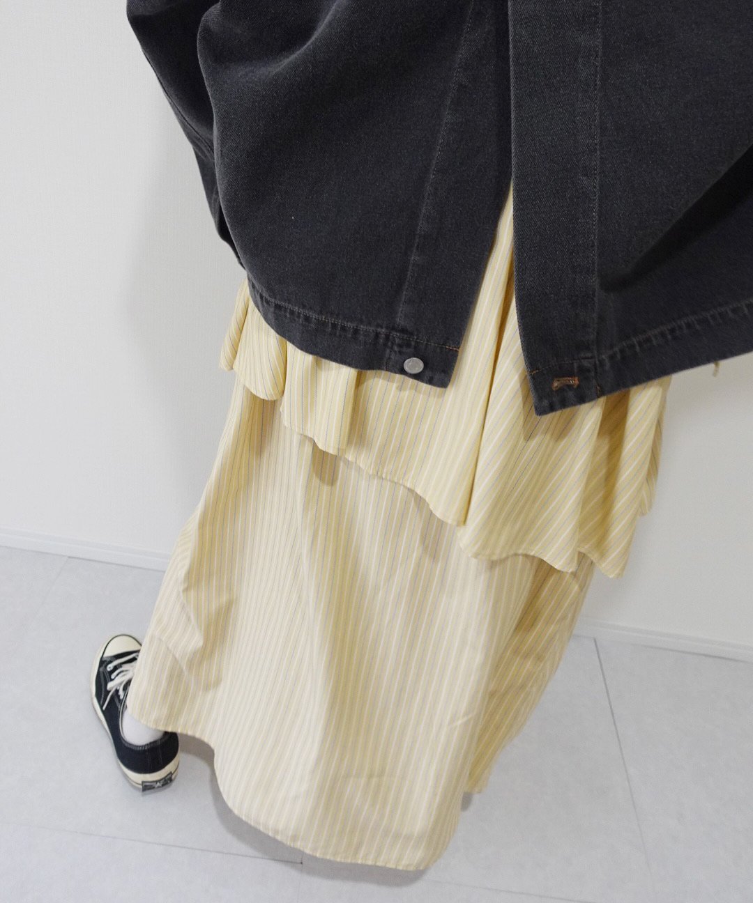 asymmetry shirt one-piece / イエロー | MI AND MOU