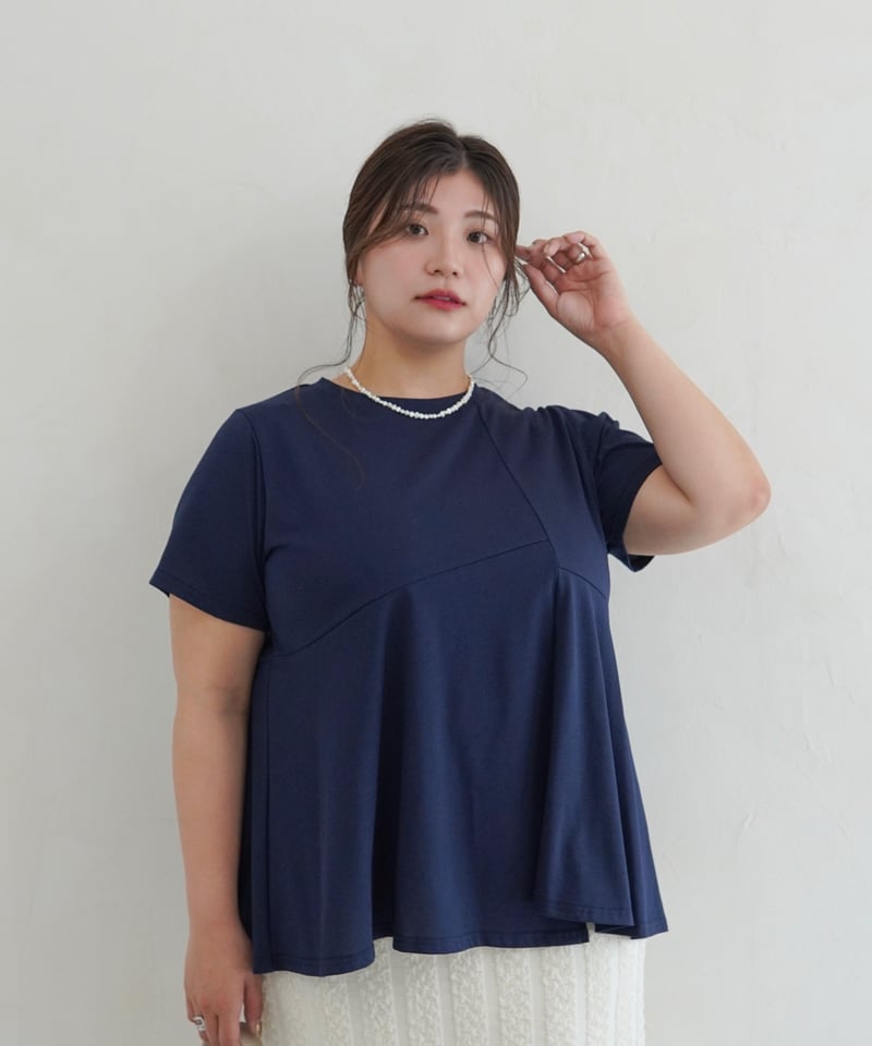 asymmetry T-shirt | ネイビー | MI AND MOU