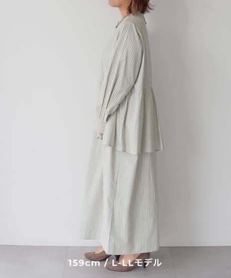 asymmetry shirt one-piece | グリーン