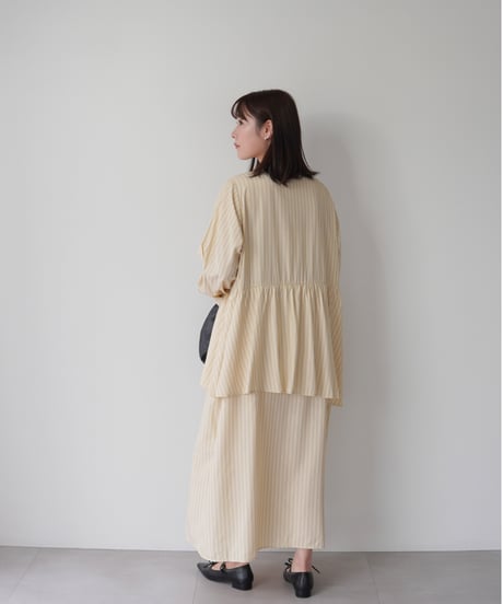 asymmetry shirt one-piece | イエロー