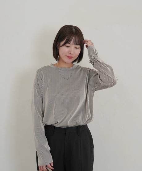 mini neck pullover | ストライプ