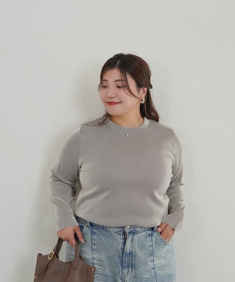 mini neck pullover | ストライプ